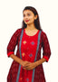 Sambalpuri Women’s Gown– Maroon with Red Ikat Panel and Multicolor Floral Motif