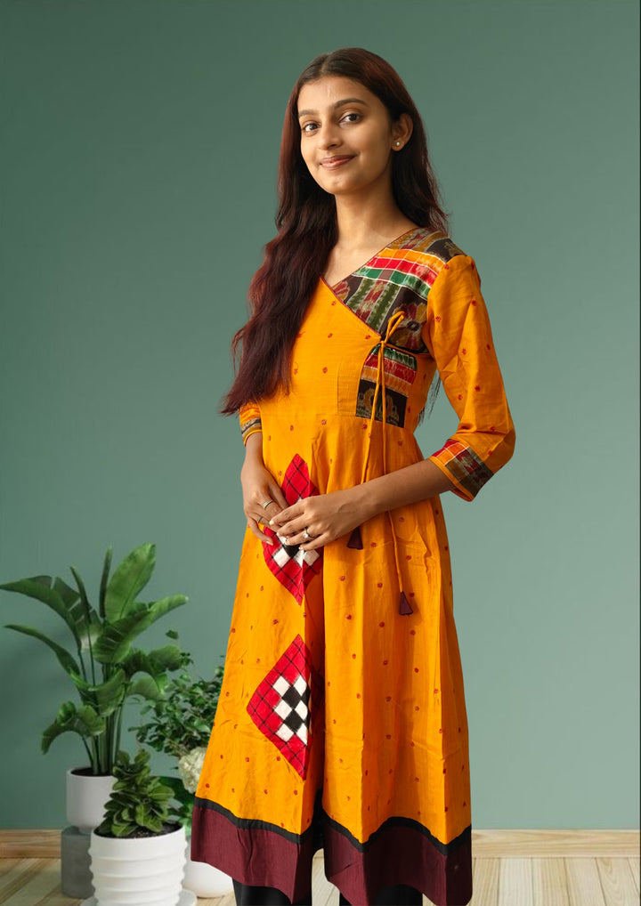 Authentic Sambalpuri Queens Design Women Kurta Yellow