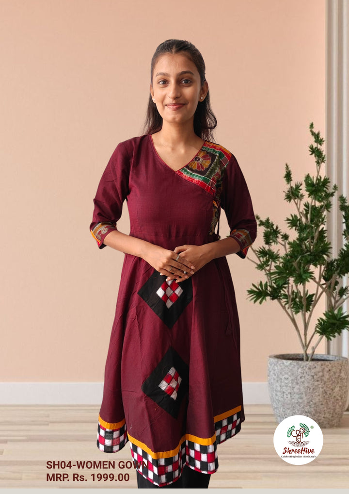 Queens Design Authentic Sambalpuri Kurta Coffee