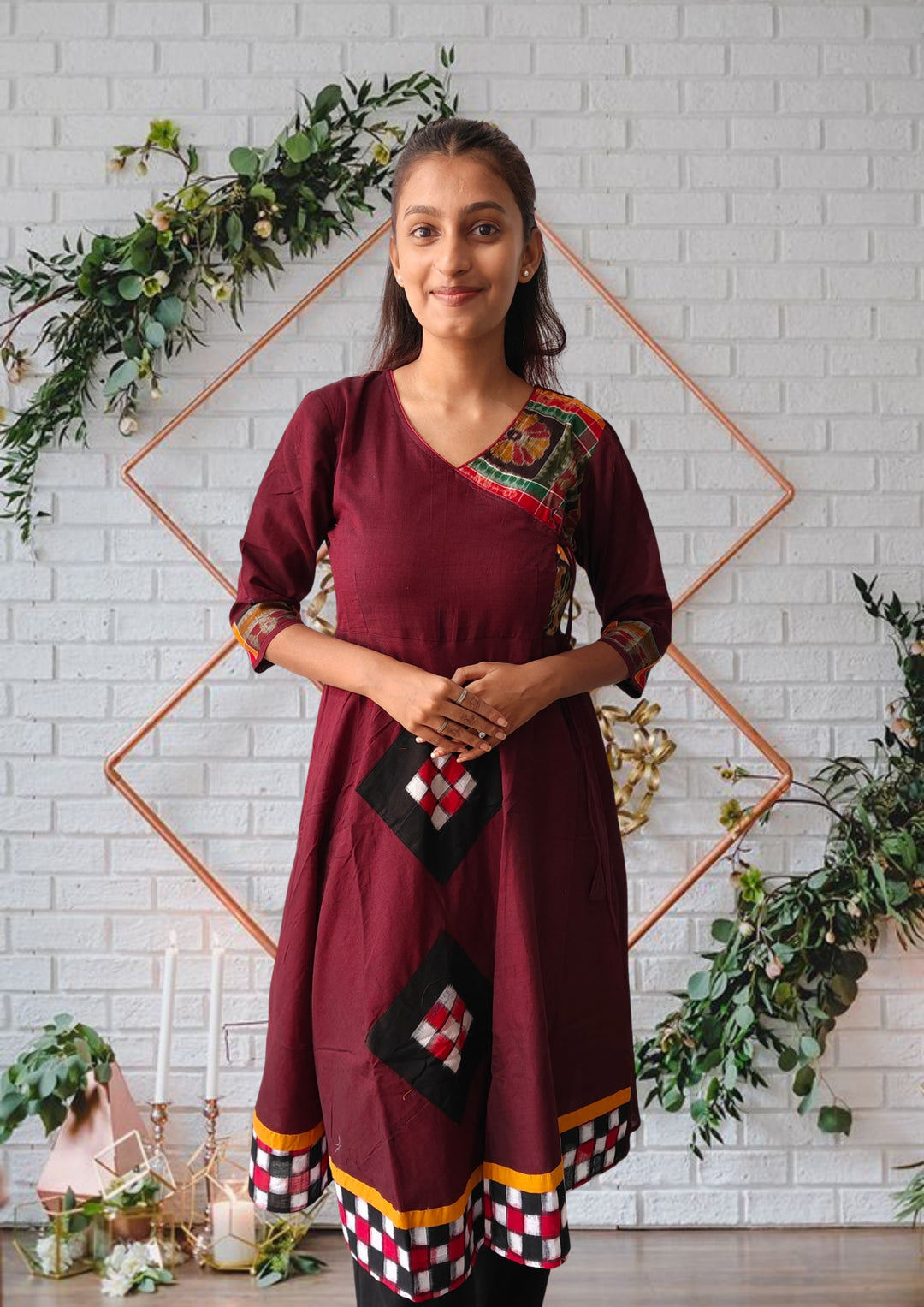 Queens Design Authentic Sambalpuri Kurta Coffee