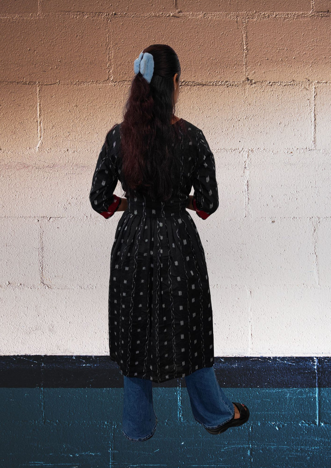 Authentic Sambalpuri Naira-cut Design Cotton Women's Kurta in Red & Black