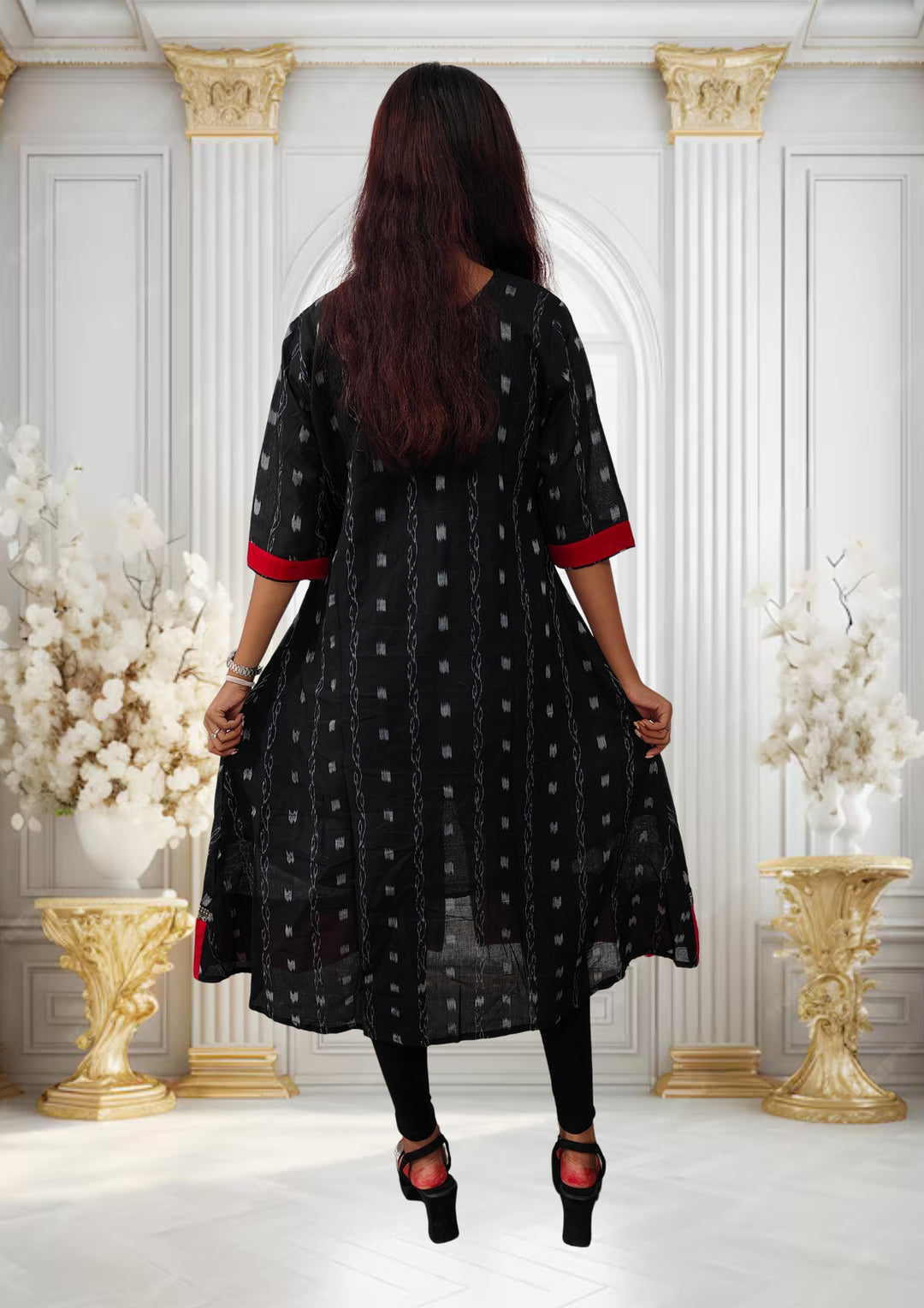 Authentic Sambalpuri Gown Design Pure Cotton Women Kurta Black
