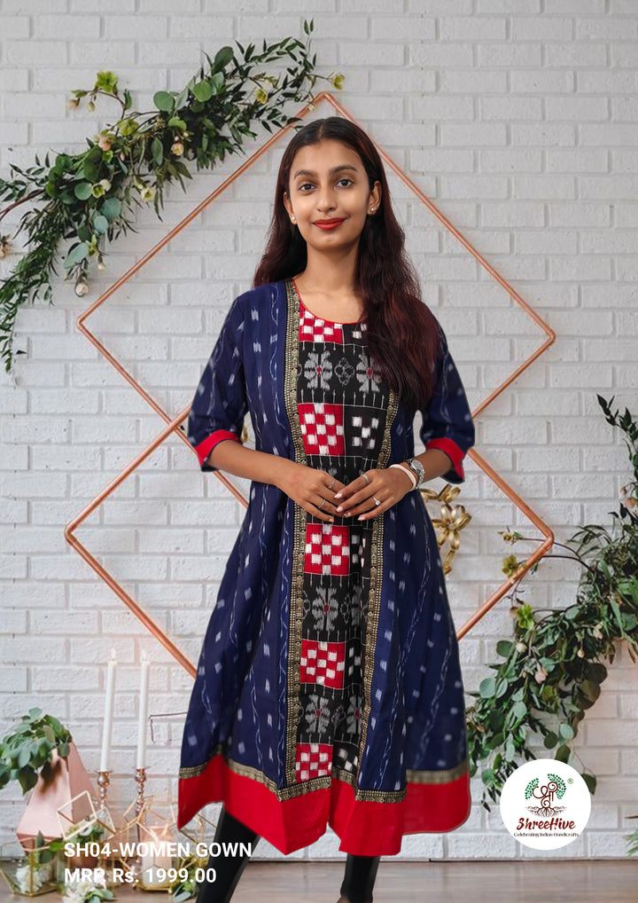 Authentic Sambalpuri Queens Design Women Kurta Blue