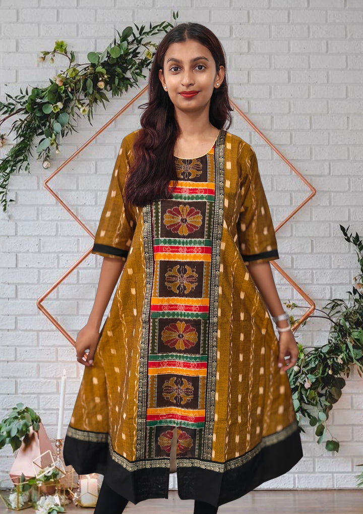 Authentic Sambalpuri Queens Design Women Kurta Light Mehendi