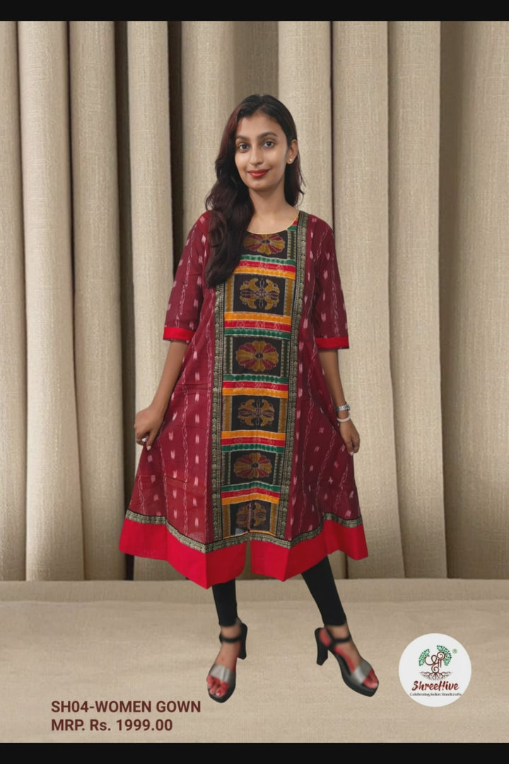 Authentic Sambalpuri Queens Design Women Kurta Maroon