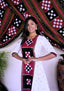 Sambalpuri Women’s Kurti – White with Maroon Border and Black-Red Ikat Panel Detailing in Traditional Pattern