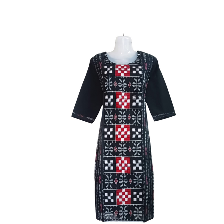 Sambalpuri Pure Cotton Black Sapta Design Women's Kurta