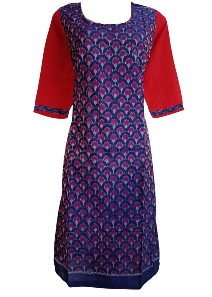 Sambalpuri Handloom Women's Kurta in Red & Violet