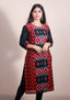 Sambalpuri Handloom Cotton Women's Kurta in Black and Maroon