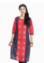 Hand-woven Sambalpuri Cotton Straight Kurta in Red & Blue