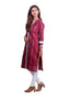 Sambalpuri Pure Cotton High Neck Lace-work Kurta in Magenta